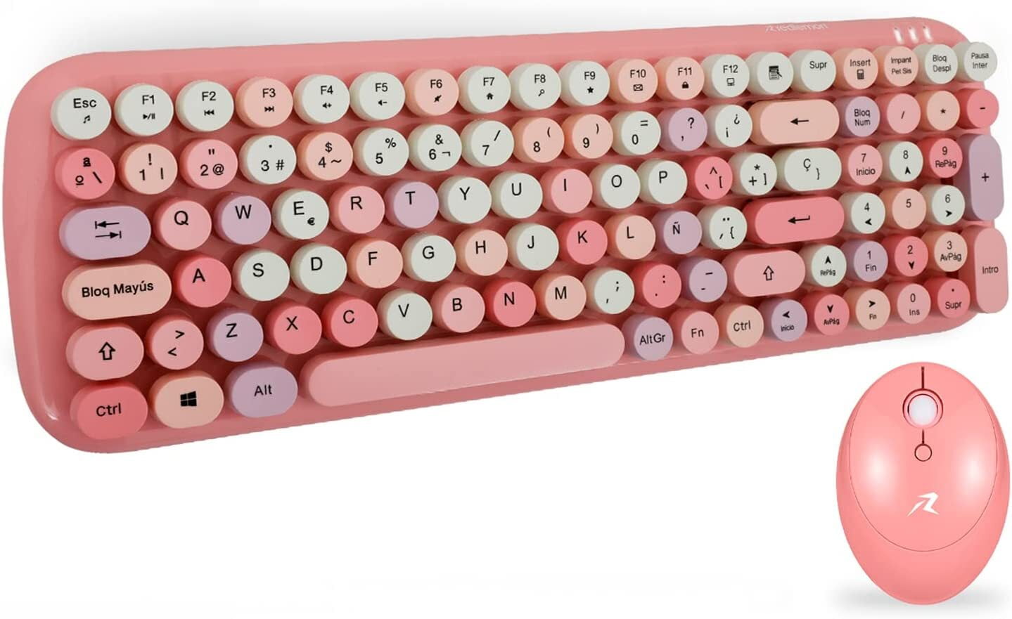 Teclado y Mouse Inalámbrico con Receptor USB y Diseño Retro Vintage