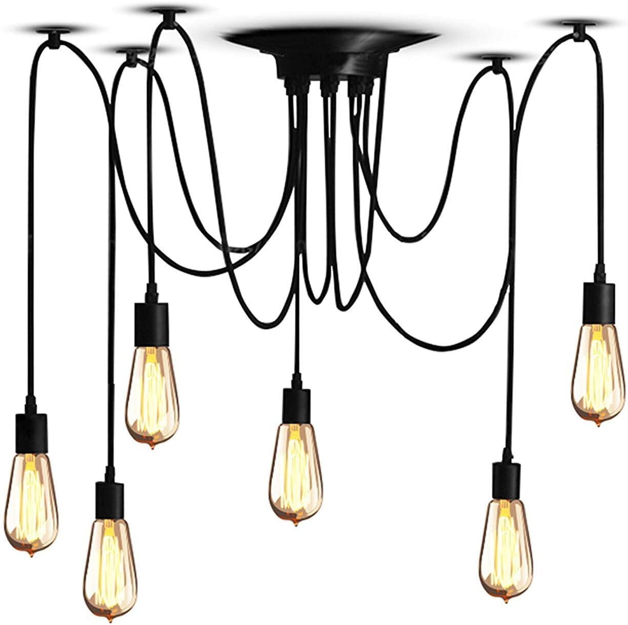 Vintage Edison Lámpara Colgante de Techo Lámpara Industrial Ajustable Araña negra