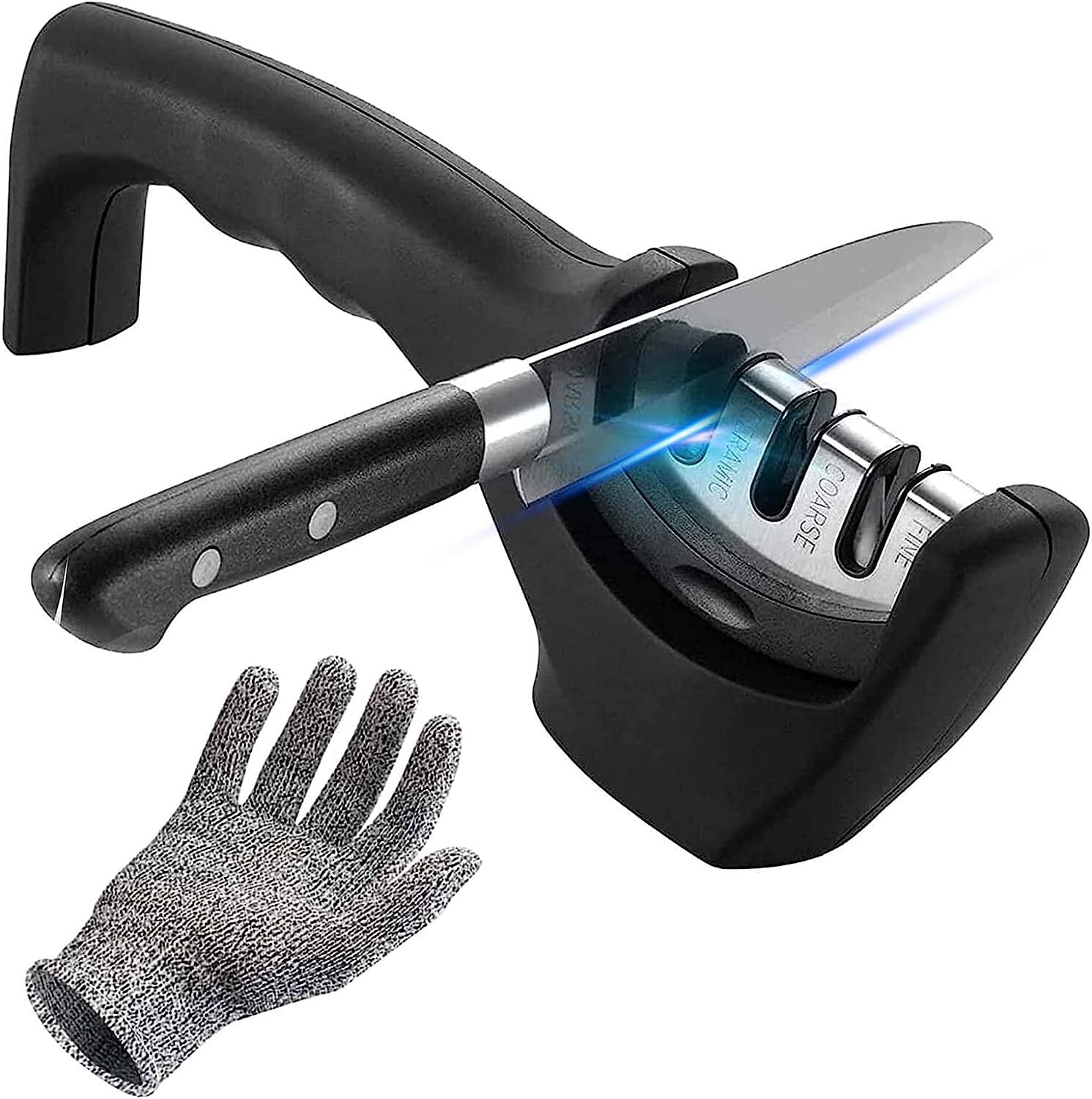 Afilador de Cuchillos, TXG Afilador Manual de Cocina con 1 Guante