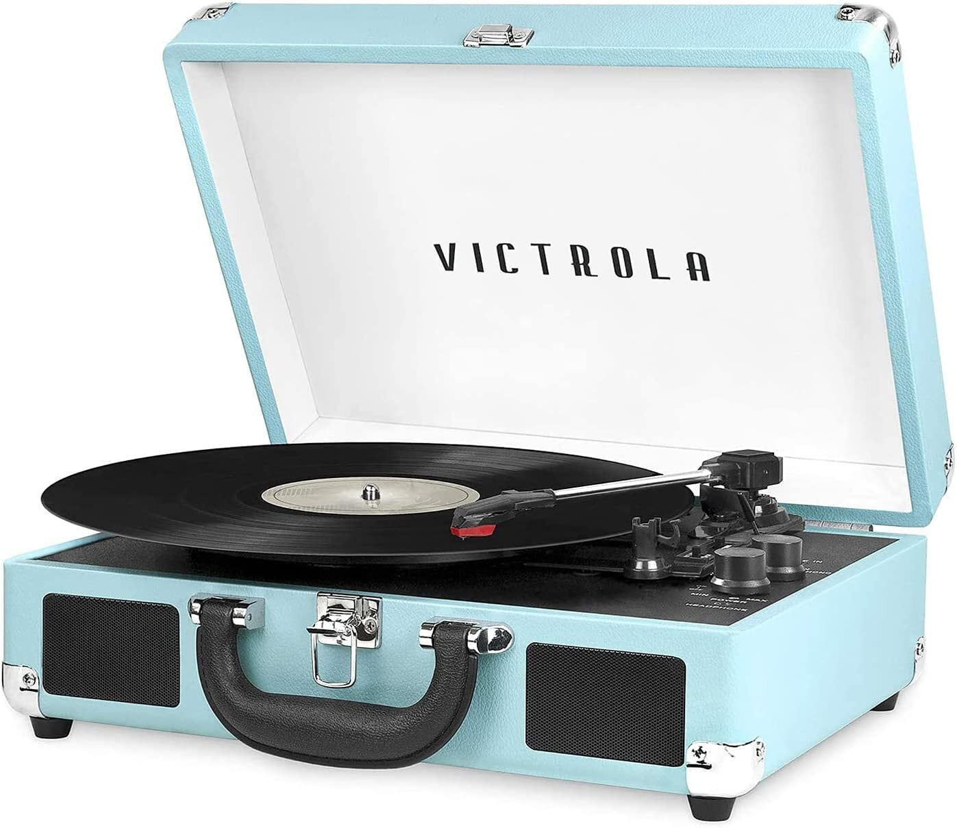 Victrola clásico Bluetooth veliz de 3 velocidades Tocadiscos con altavoces