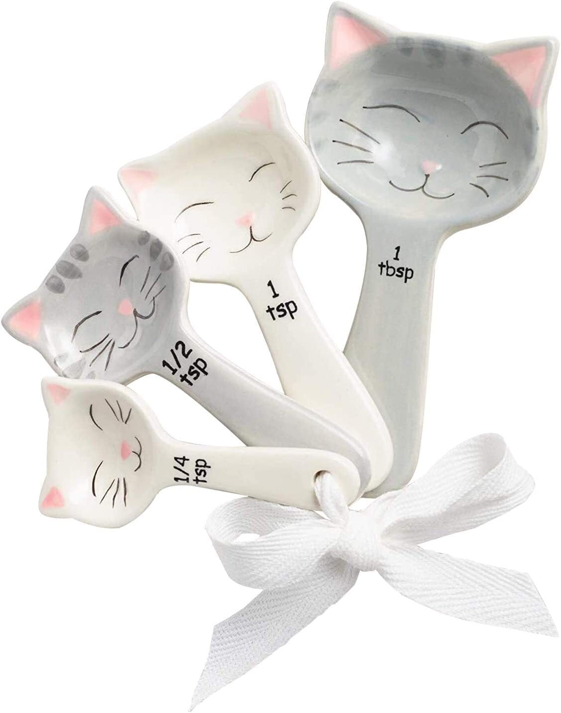 Cucharas medidoras de cerámica con forma de gato