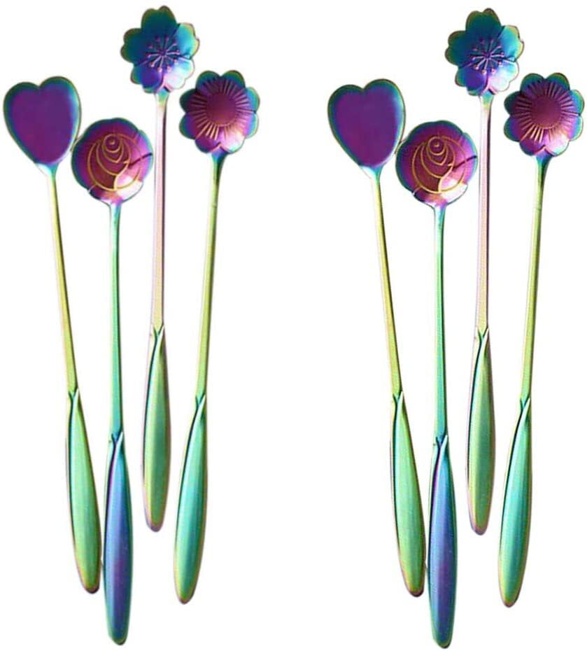 Cuchara larga con diseño de flores