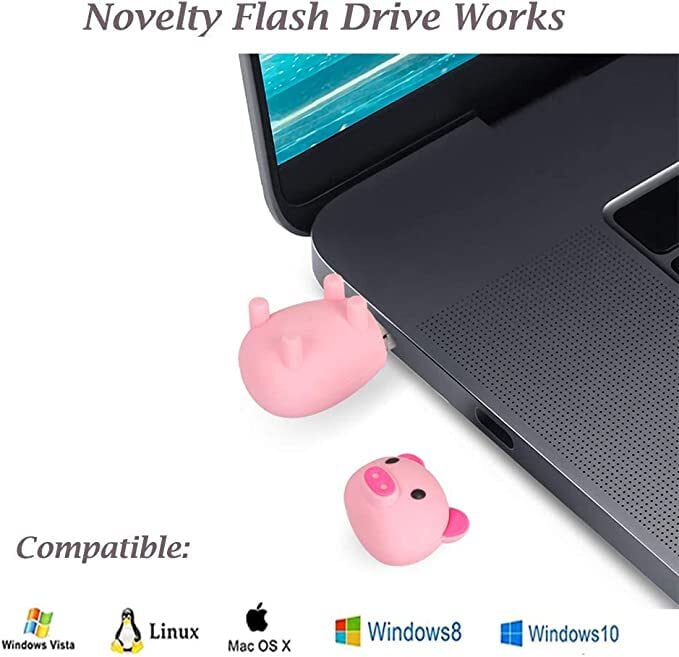 Memoria USB con forma de cerdo rosa de 64 GB